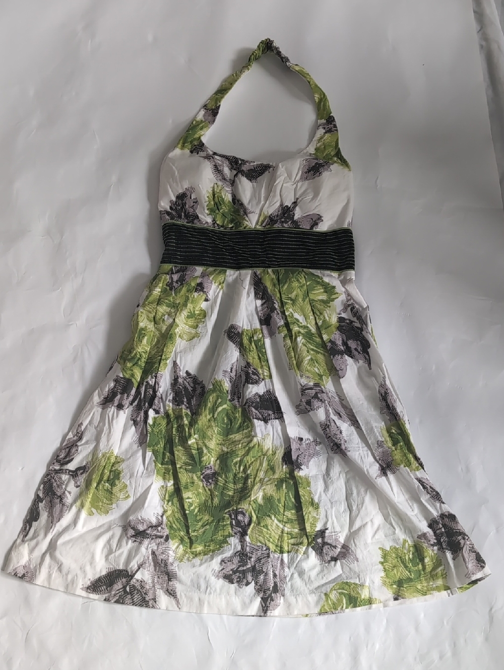Floral Halter Backless Dress witt Tie Back